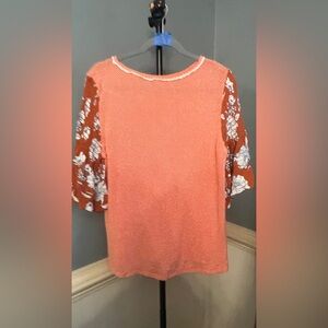 Ces Femme Orange Floral Sleeve Blouse